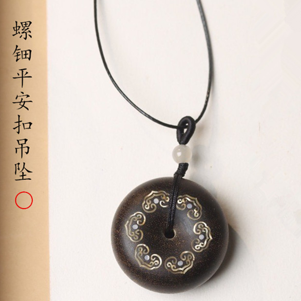 天然沉香吊坠男女款平安扣本命佛文殊普贤虚空藏菩萨项链木质挂件