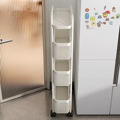 碳钢小推车置物架厨房蔬菜调料落地多层移动夹缝隙收纳架置物架