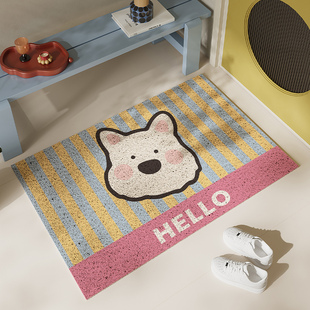 西高地小狗丝圈防滑地垫入户门口耐脏可裁剪地毯高密玄关进门脚垫