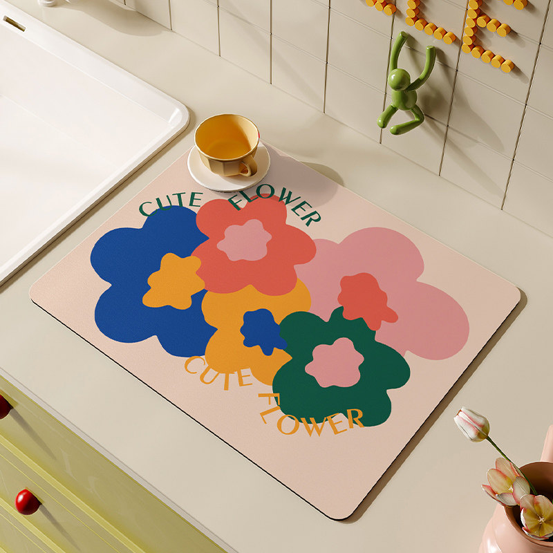 花朵硅藻泥厨房台面沥水垫碗盘杯垫桌面隔热餐垫洗手台速干吸水垫,居家布艺,餐垫,淘宝优惠券,粉丝福利购,淘宝优惠卷
