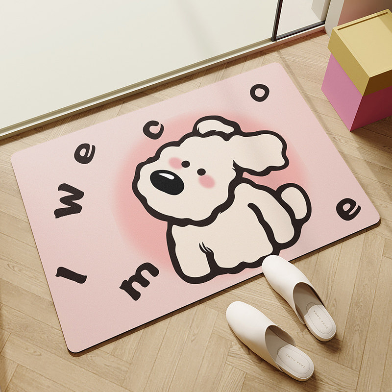 线条小狗浴室地垫卫生间门口硅藻泥防滑地毯厕所速干吸水软脚垫子,居家布艺,家用脚垫,淘宝优惠券,粉丝福利购,淘宝优惠卷