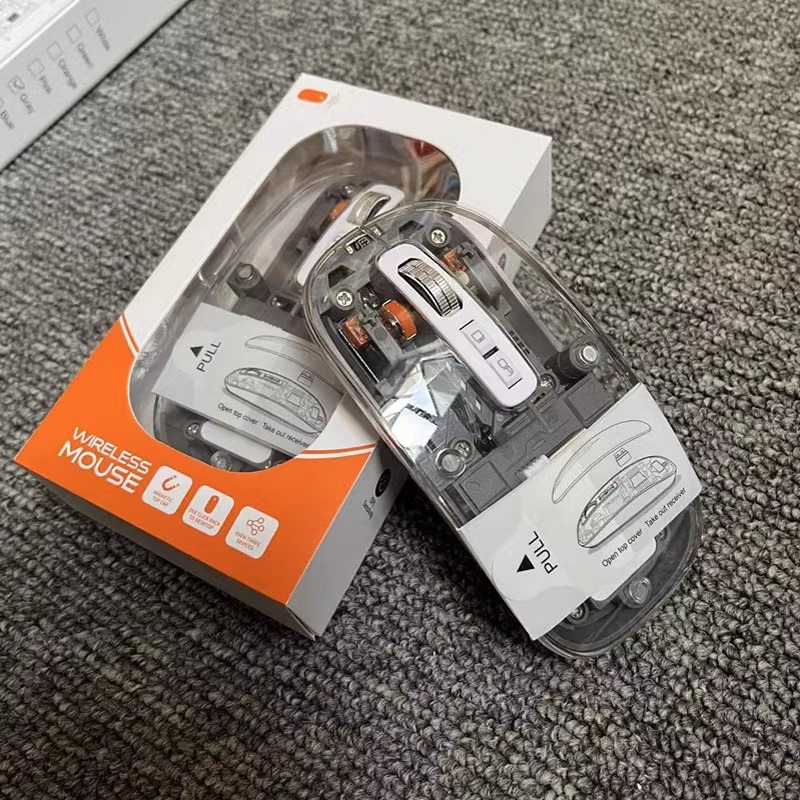 狼蛛透明无线蓝牙三模静音鼠标可充电磁吸创意礼品办公鼠标工厂促