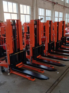 JSEM简易半电动堆高车（载重1吨/升高1.6米）半电动堆垛车叉车