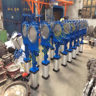 DN450 不锈钢刀闸阀 10P PZ673Y 304浆闸阀 气动法兰浆闸阀