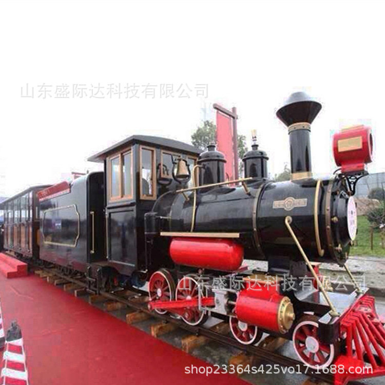 大型复古火车模型 商场景区广场中心铁艺怀旧火车头摆件 手工美陈