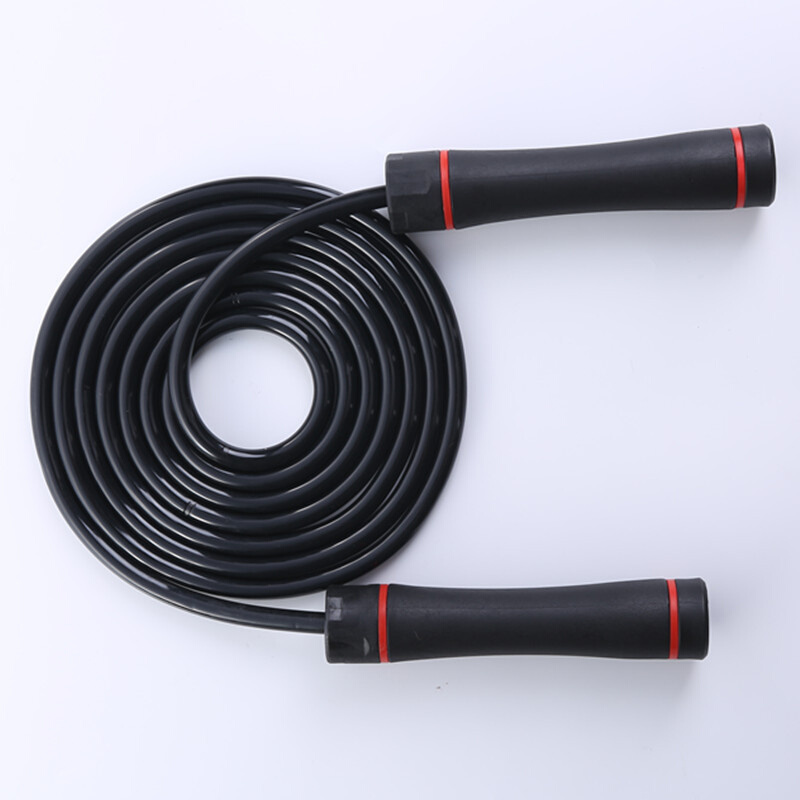 工厂新款跳绳成人款10MM绳子加粗加重健身器材黑色跳绳批发可调节