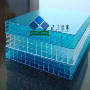pc阳光板三层湖蓝中空型多层型蜂窝型米字形工程聚碳酸酯阳光板