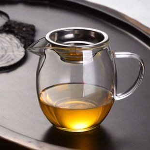 側把大容量茶器分茶杯 特厚耐熱可煮茶公道杯加厚玻璃公杯茶漏套裝