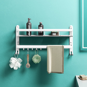 白色免打孔浴室置物架卫生间淋浴房收纳架厕所壁挂洗漱台墙上架子