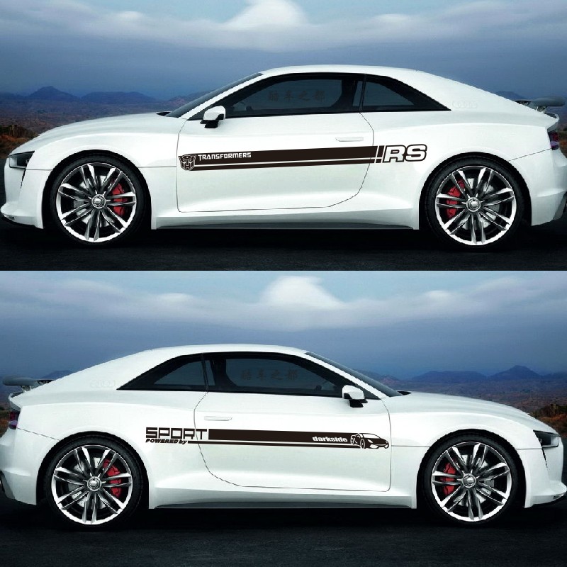 汽车贴纸 车身腰线拉花 车门划痕刮痕遮挡贴画 个性侧裙彩条车贴