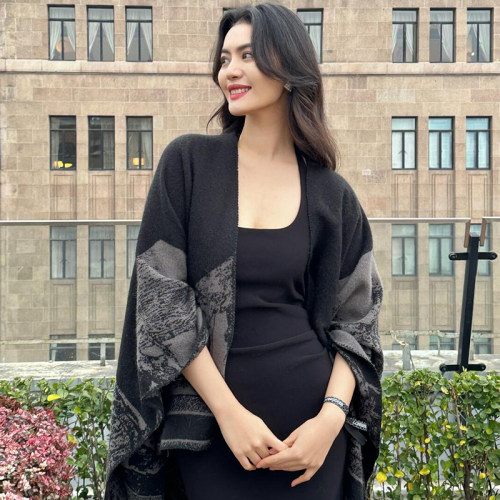 双面仿羊绒斗篷新中式外搭披肩