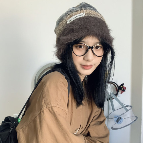 美拉德复古帽冬季加绒加厚保暖