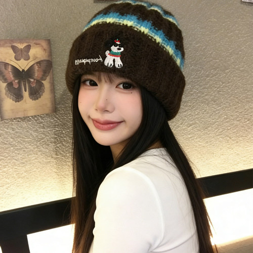 韩系小狗帽子女2026新款大头围