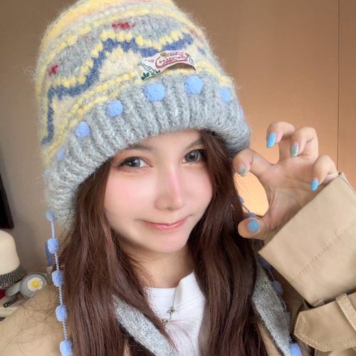 费尔岛针织毛线帽女秋冬季