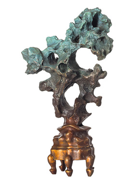 创意彩铜太湖石摆件客厅办公室老板桌装饰书房文玩清供赏石新中式