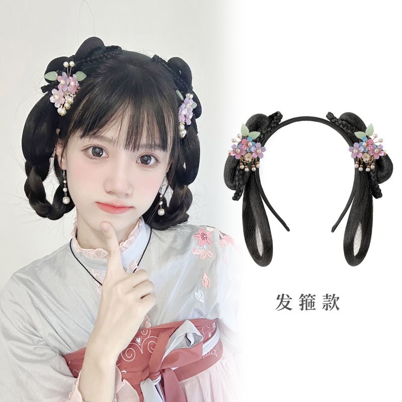 汉服假发一体式发箍懒人造型古风明制发髻古装百搭全头套汉服头饰