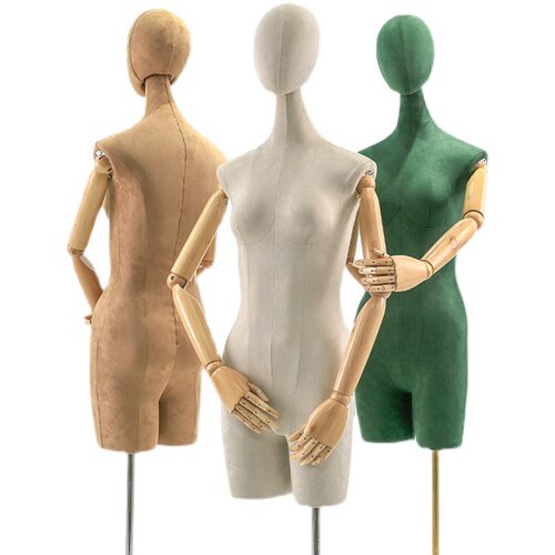 服装店橱窗模特道具女彩色个性麂皮绒摇头人体模特架女装店展示架