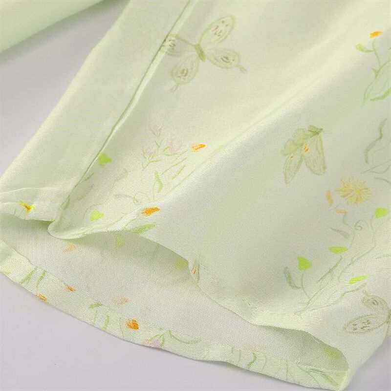 艺录新中式家居服 春夏长袖薄款贡缎淡雅汉服复古国风睡衣女睡裙