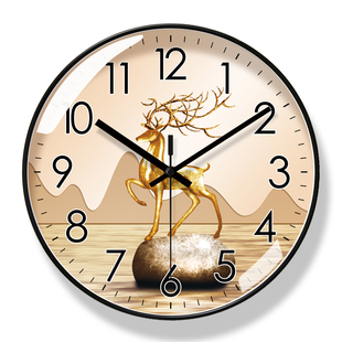 易普拉6452福字准时挂钟客厅钟表时钟挂表圆形轻奢创意静音石英钟