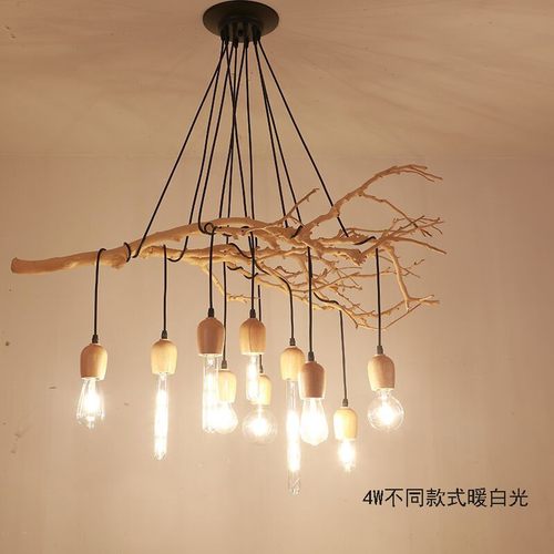 北欧创意DIY树枝吊灯客厅餐厅茶室民宿服装店天女散花多头木艺灯