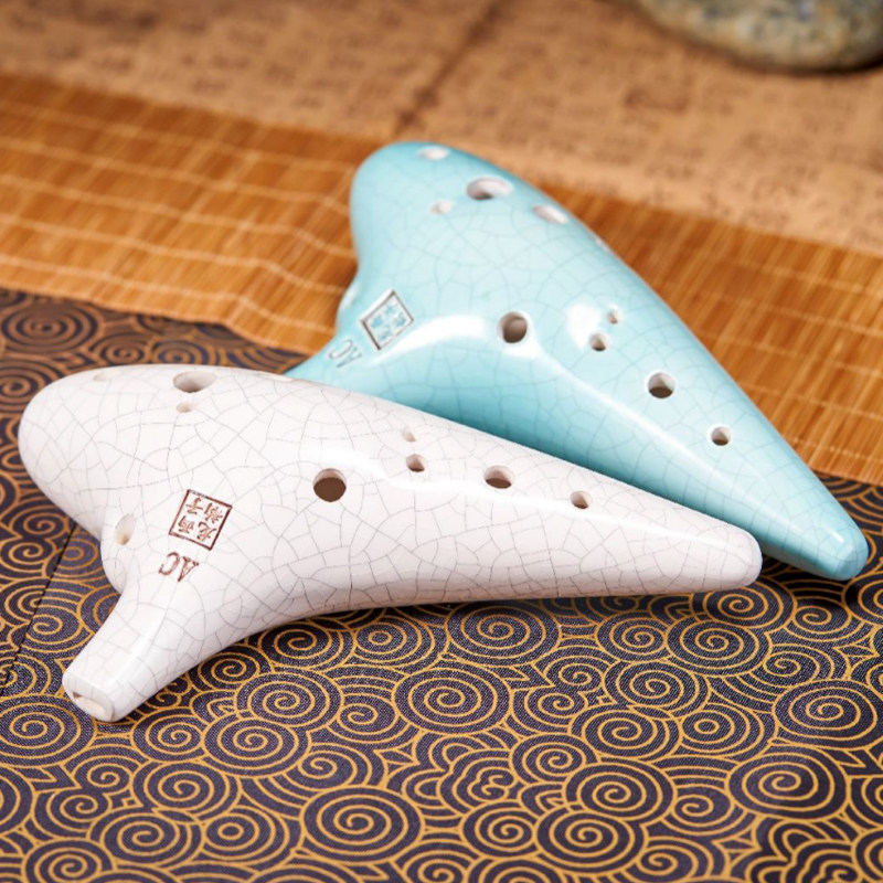 西子龙韵12孔中音C/AC调裂纹釉白裂青裂陶笛学生学校推荐款埙乐器