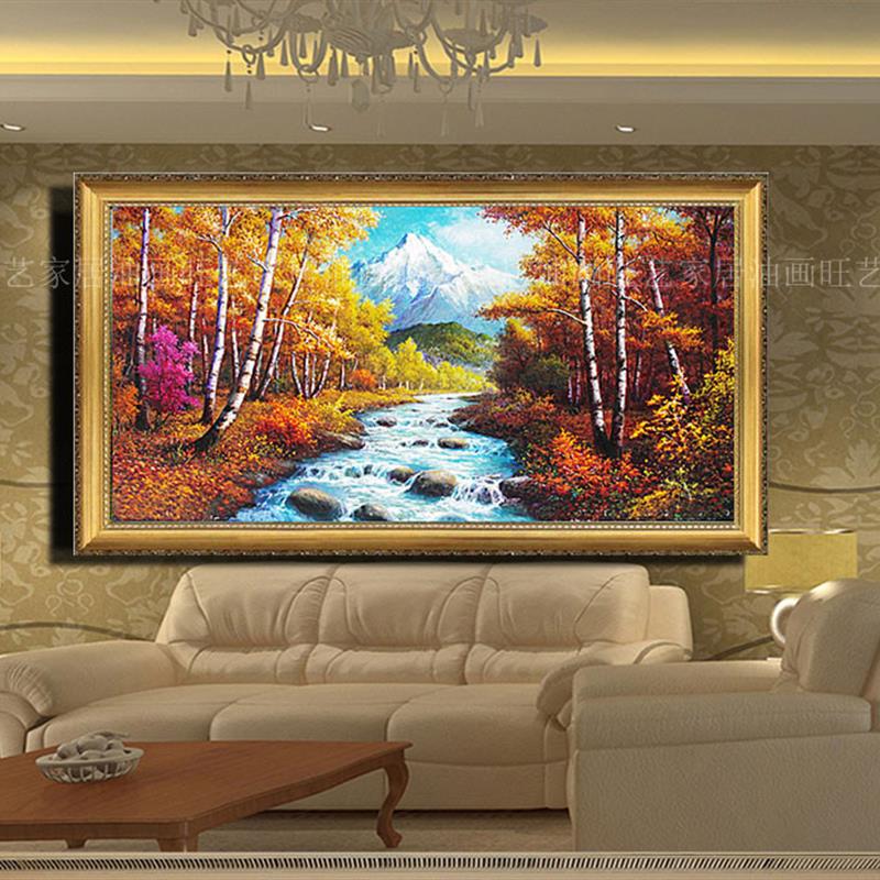 手绘白桦林风景油画客厅酒店别墅办公室餐厅沙发背景挂画