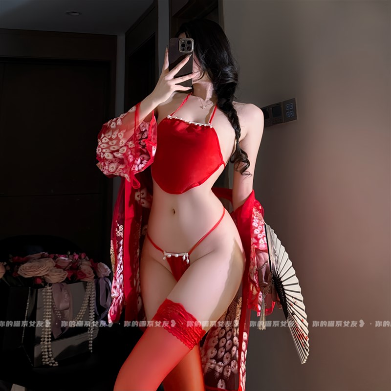 喵:古风日系女姬睡衣复古汉服异域宫廷风肚兜情调寝服内衣套装女
