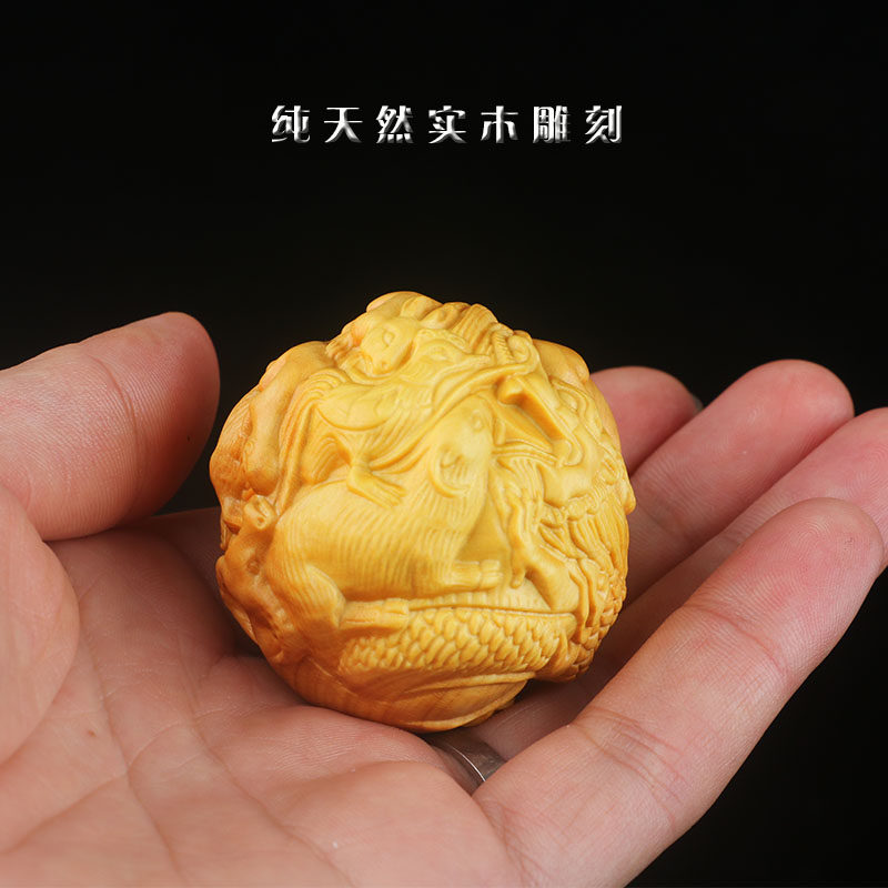 精品黄杨木雕十二生肖文玩手把件实木雕刻把玩件男保健球收藏送礼