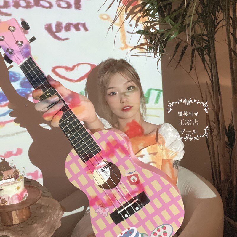 甜美可爱高颜值学生男女23英寸尤克里里粉初学者入门款专业小吉他