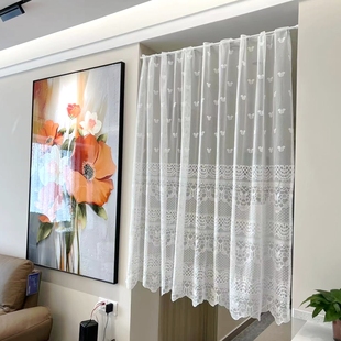 白色韩式小清新蕾丝窗帘 小半帘 窗纱隔断帘卧室门帘 厨房书房帘