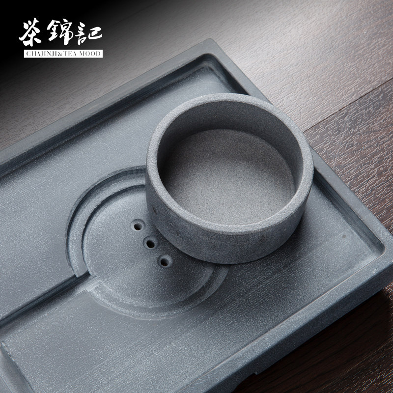 茶锦记石盘石茶盘家用简约修长石头茶具托盘套装创意家具干泡茶台
