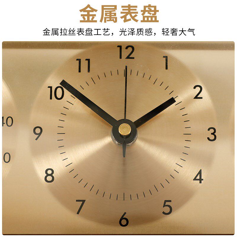 客厅座钟创意复古怀旧仿电视机坐钟实木家用博古架装饰温湿度台钟