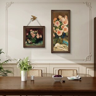 美式餐厅装饰画复古花卉法式玄关餐桌挂画欧式组合壁画大芬村油画