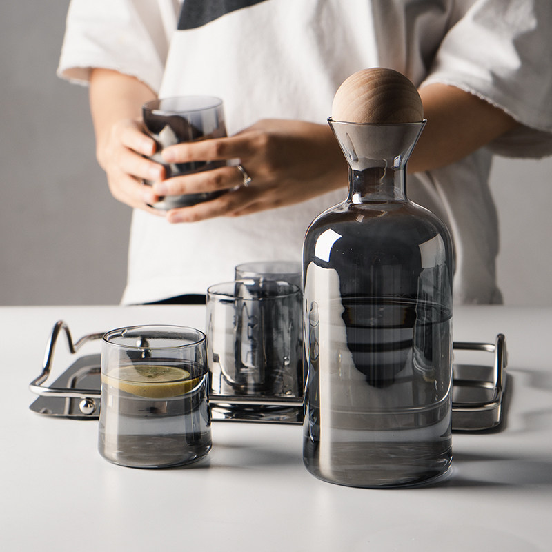 北欧轻奢冷水壶套装家用大容量创意简约玻璃组合客厅威士忌酒杯子