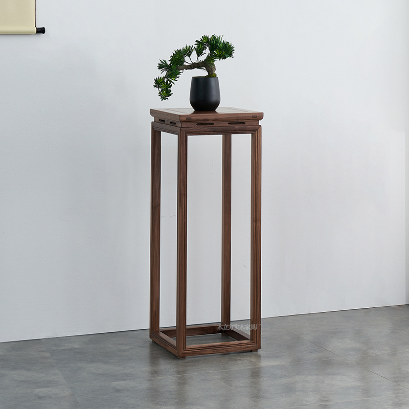 新中式实木花架禅意整装木质盆栽盆景置物架角几客厅摆件边几花几