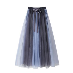 女童半身裙长款拼色网纱公主裙夏天中大童蝴蝶结大摆短裙子小女孩