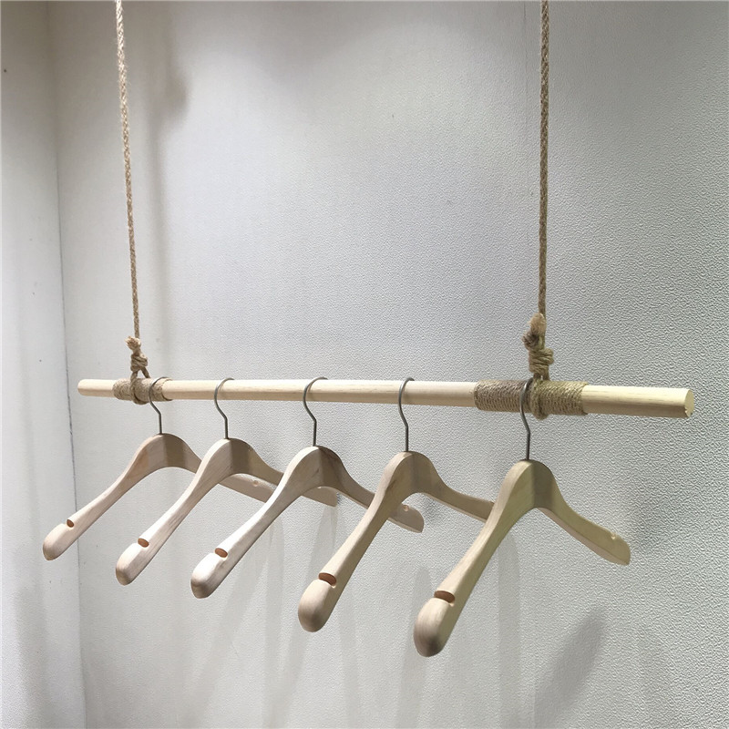 服装店展示架吊顶架悬挂女装陈列吊架衣架麻绳木棍吊杆橱窗吊挂