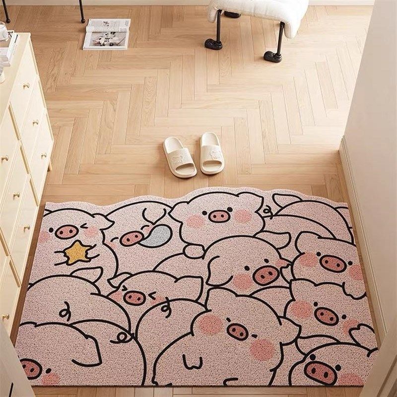 可爱小兔超萌进门门垫丝圈脚垫玄关除尘耐脏家用垫子卡通垫可裁剪,居家布艺,入户地垫,淘宝优惠券,粉丝福利购,淘宝优惠卷