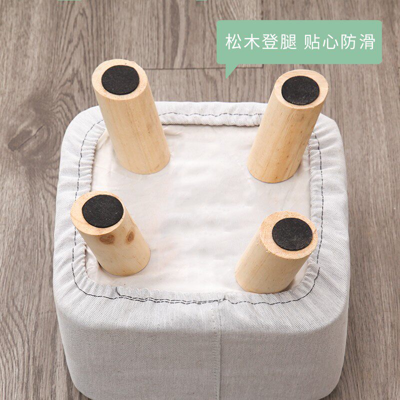实木换鞋凳 小板凳 家用软包小方凳松木腿原木色小凳子北欧