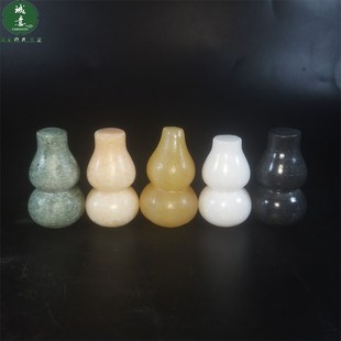 天然实心黑色五色彩五行白玉石迷你小葫芦摆件招财手把件绿色挂件