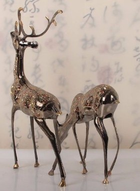 新疆工艺品巴基斯坦铜器梅花鹿摆件居家饭店装修欧式结婚礼物包邮