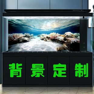 鱼缸贴纸背景画溪流石头光照景深3D水族箱造景装 饰壁纸高清定制