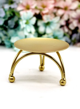 北欧复古圆形金色黑色香薰蜡烛托台铁艺托盘座摆件小烛台蜡台烛碟