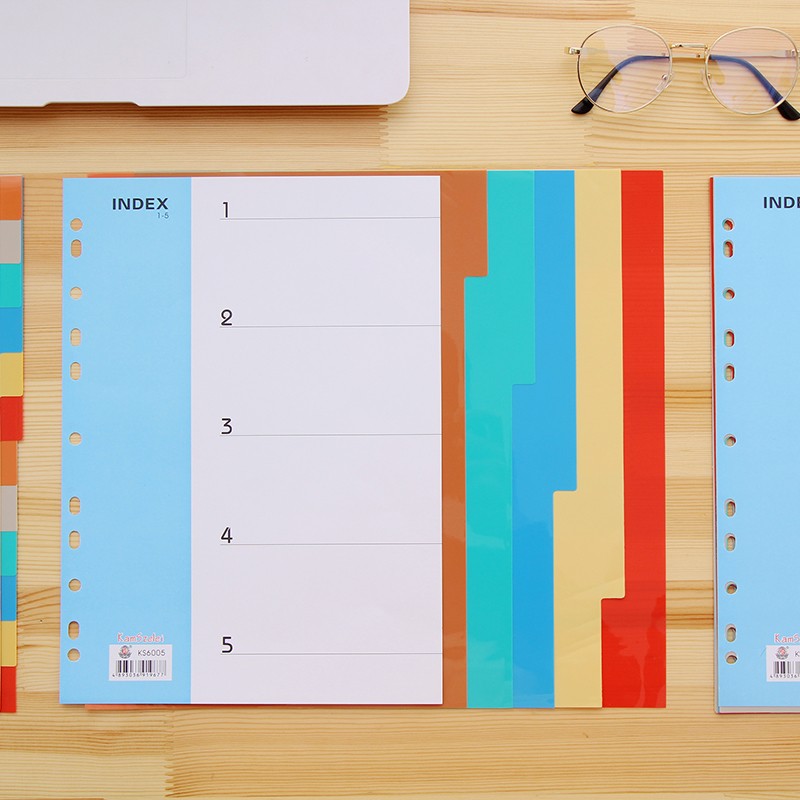 a4活页引索纸11孔分类夹文件指引分页纸PP塑料彩色标签索引纸包邮