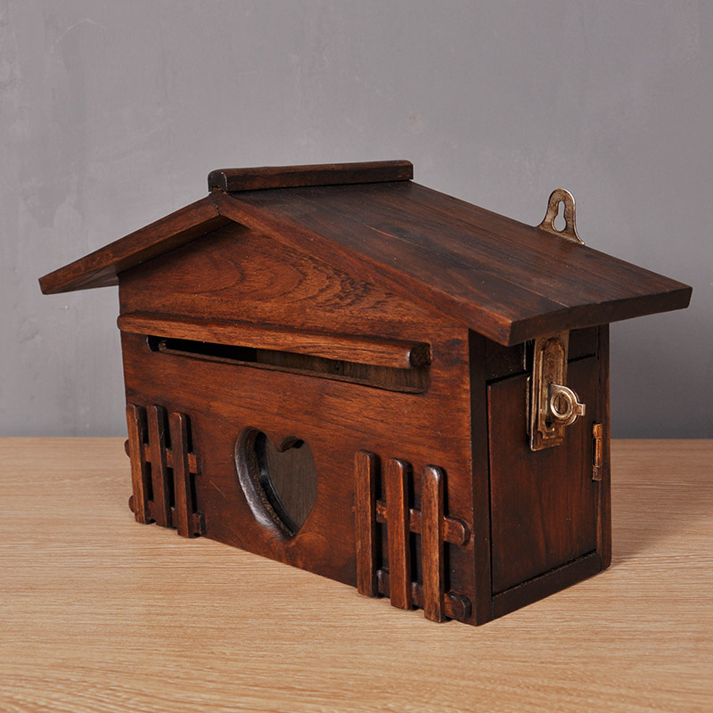 别墅实木挂墙信报箱室外家用田园创送奶箱意建议意箱收纳盒抽纸