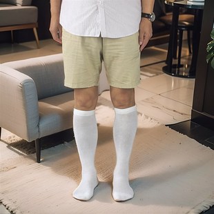 薄款 夏季 长筒袜男袜子黑色高筒棉袜白色纯色防臭透气中长袜潮女袜