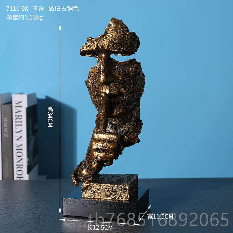 高档思想摆者沉思者思品考艺术品工艺礼摆饰家装饰品雕塑古铜色人