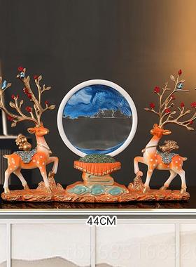 高档创意流沙画摆件安平喜鹿电婚视柜玄关酒柜装饰乔迁新乐家居结