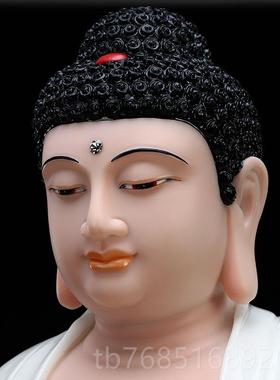 高档释迦尼佛像汉白玉摆件居家供奉药牟佛师三佛宝如来佛阿弥陀佛