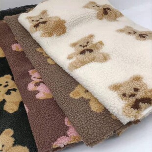 新款卡通羊羔绒布料毛绒面料服装布料面料加厚提花颗粒绒玩偶绒布